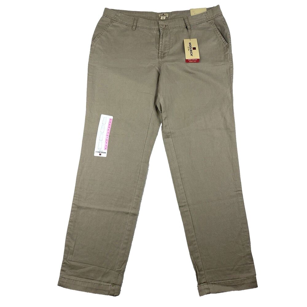 Woolrich Womens 6 Cropped Sunday Chino Pants Relaxed Fit Khaki New Preppy Casual